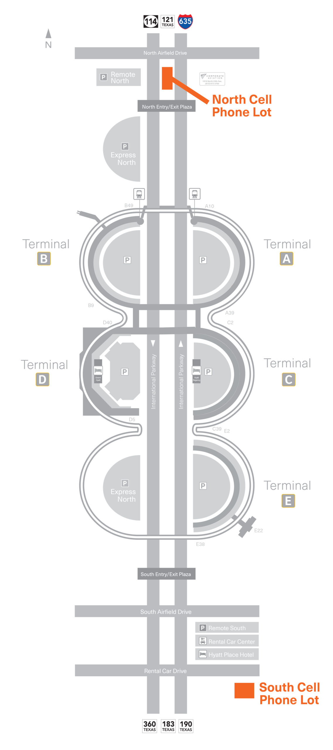 Cell Phone Parking Map DFW Airport