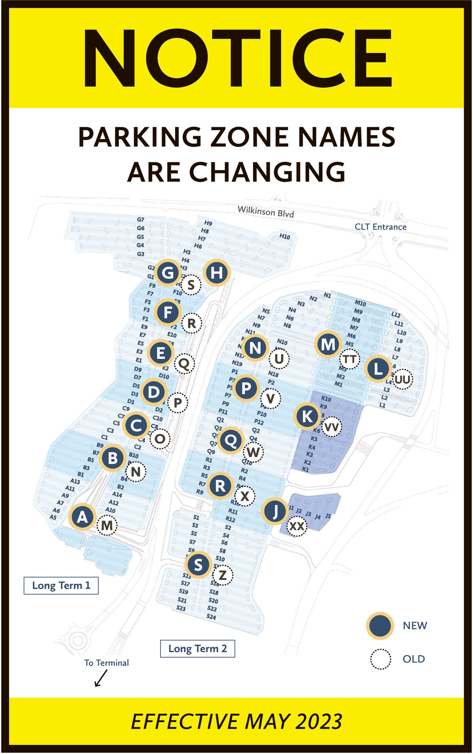 CLT Airport Zone Names Changes