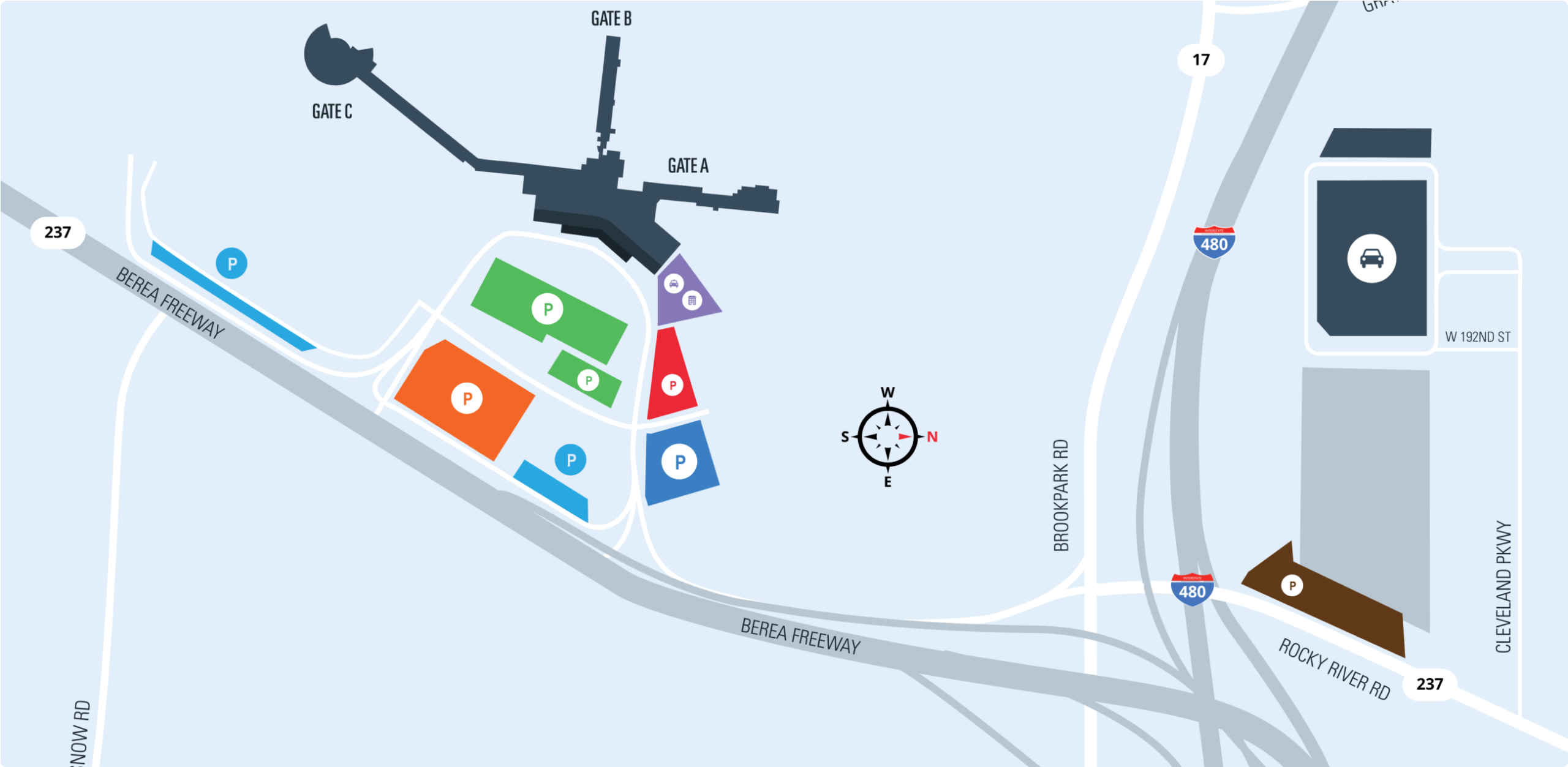 Cleveland Airport Parking Map